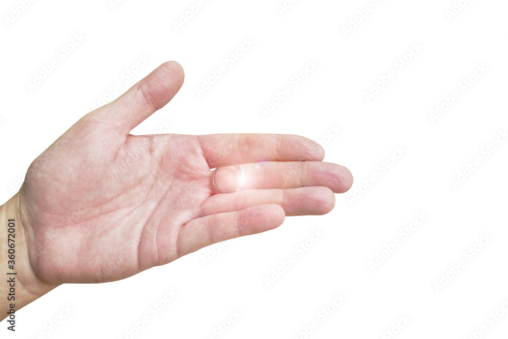 diamond ring on man hand asking to wedding in white background diamond ring on man hand asking to wedding in white background