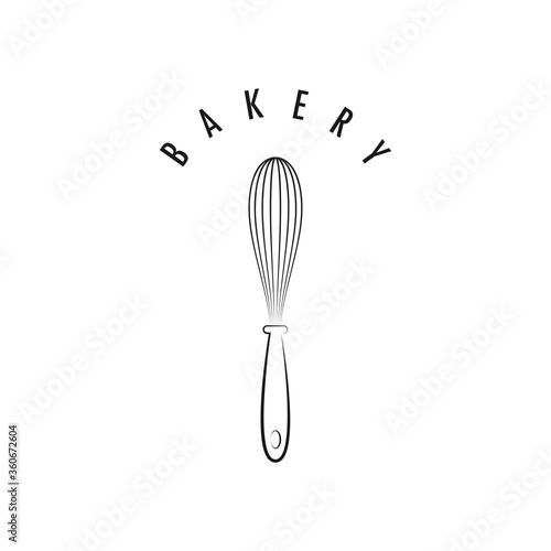 Bakery logo design. Bakery sign vector. Whisk logo design.