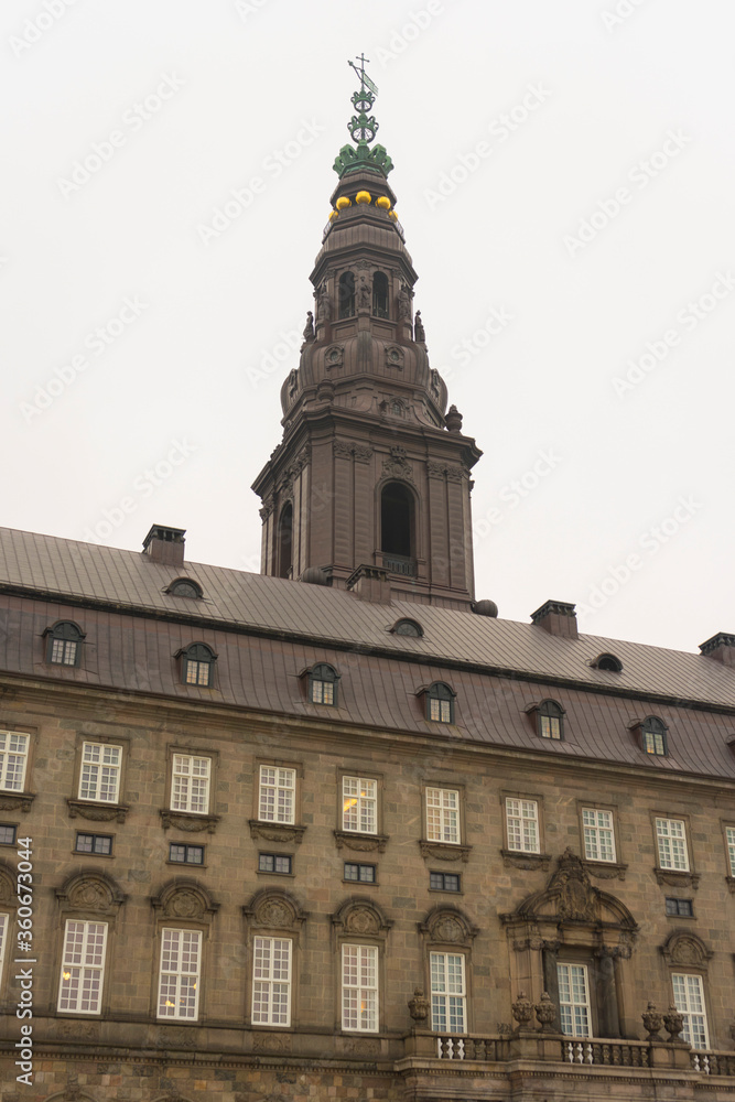 Christiansborg Palace in winter time in Copenhagen, Denmark.