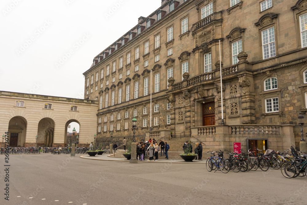 Christiansborg Palace in winter time in Copenhagen, Denmark.