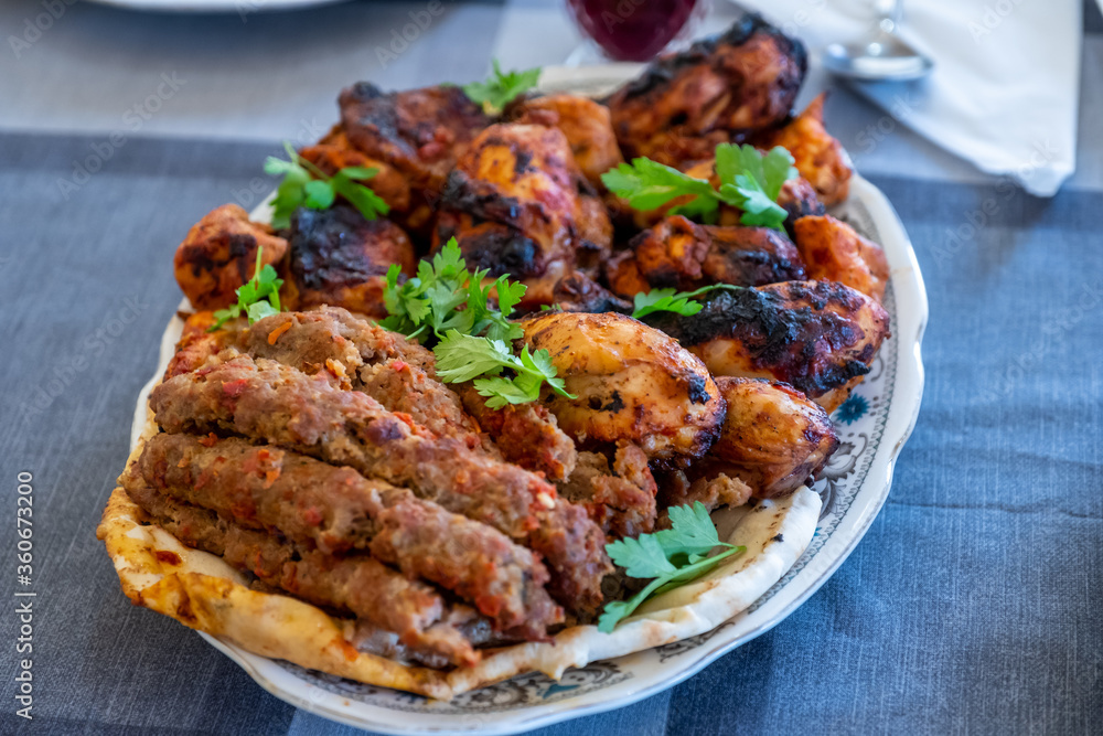 Arabic food on dinning table 