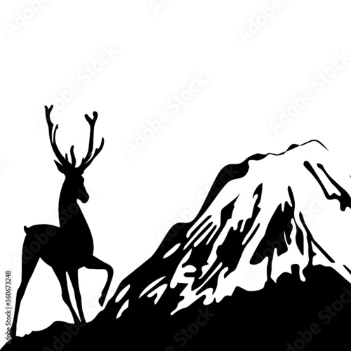 Deer on a mountain background