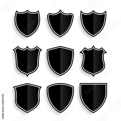 shield symbols or badges set of nine