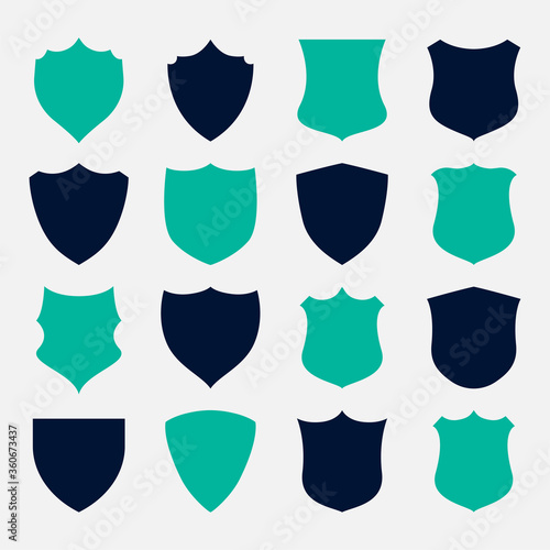 set of shield symbols and icons design