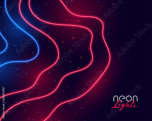 neon curvy lines background in red and blue colors