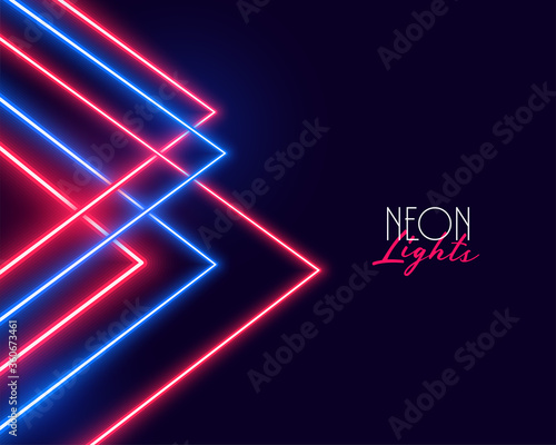 geometric red and blue neon lights background design