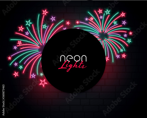 bursting firework background in neon style design