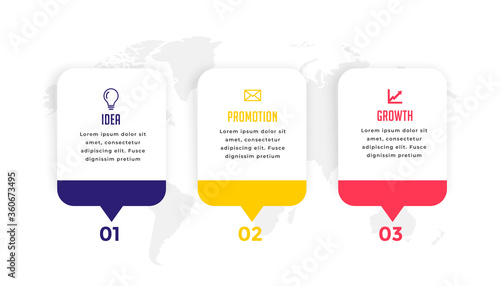 three steps modern business infographic template design