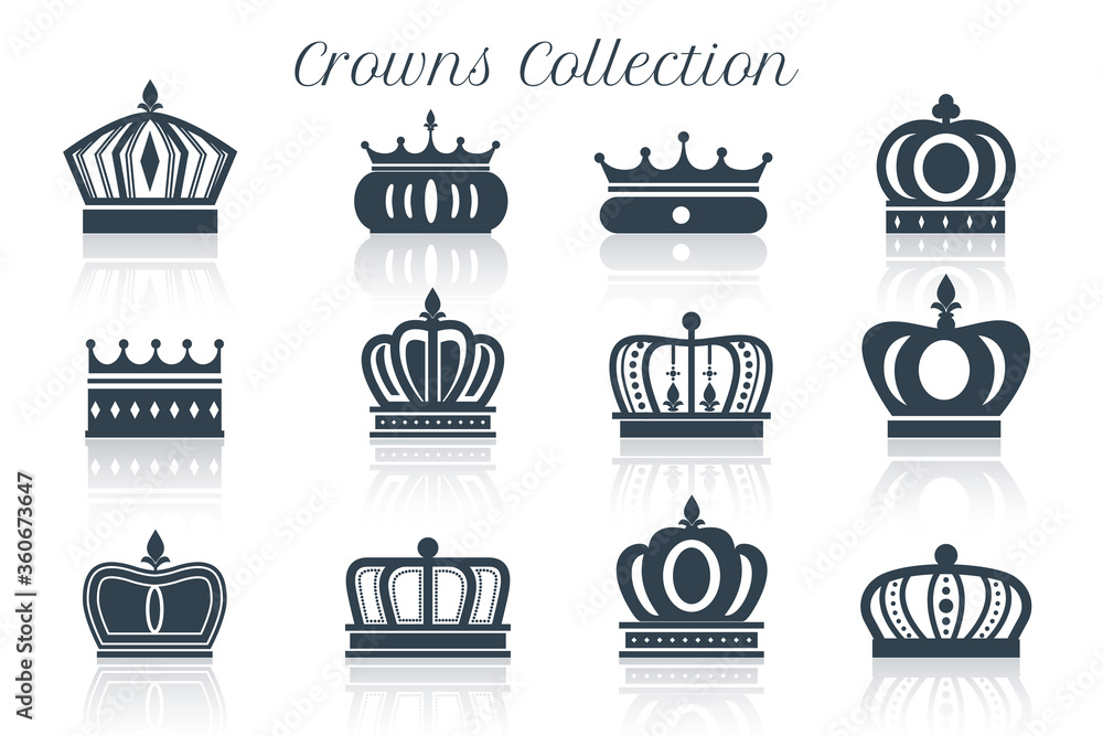 black crown symbols set of twelve design black crown symbols set of twelve design