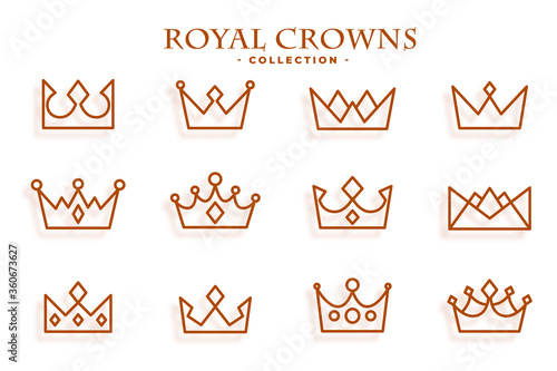 royal crowns collection in line style design