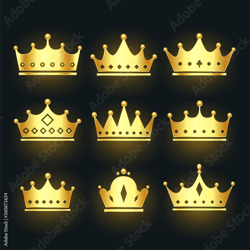 set of premium crowns in golden color