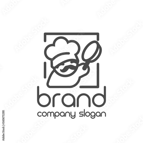 Kitchen Chef Design Logo template. Hat,fork. isolated logotype icon for Food, cooking, restaurant. vector