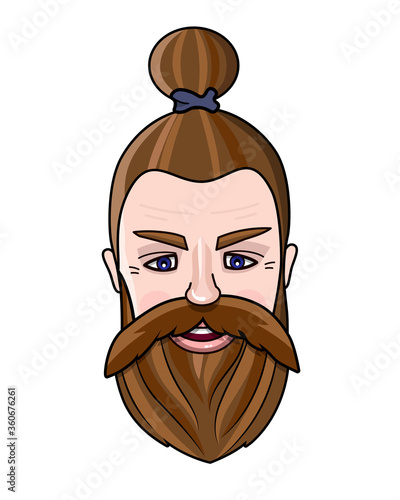 Vector illustration of blonde man's face. Hipster icon. Handsome bearded man. Icon or avatar for barber shop.
