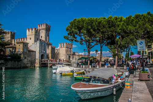 Sirmione, northern Italy. medieval castle Scaliger on lake Garda.