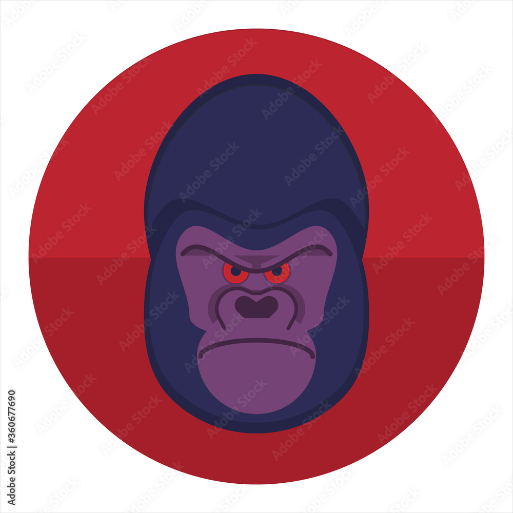 Gorilla face in cartoon style for children. Animal Faces Vector illustration Series. Isolated with white background and button shaped Gorilla face in cartoon style for children. Animal Faces Vector illustration Series. Isolated with white background and button shaped