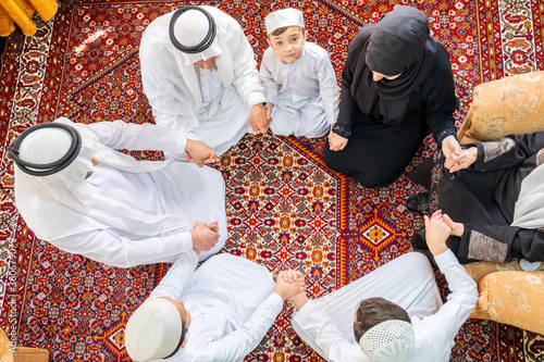 Muslim people in a mosque photo