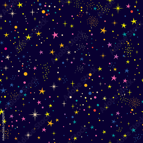 starry night sky seamless pattern