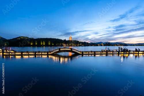 west lake in hangzhou china