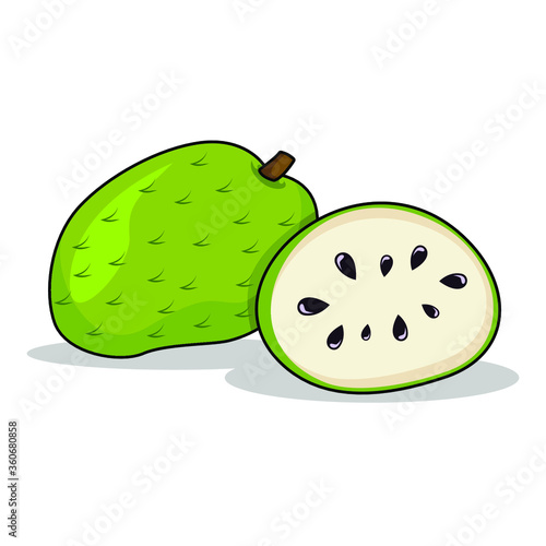 Fresh Tropical Soursop - Delicious soursop with sliced one and white background