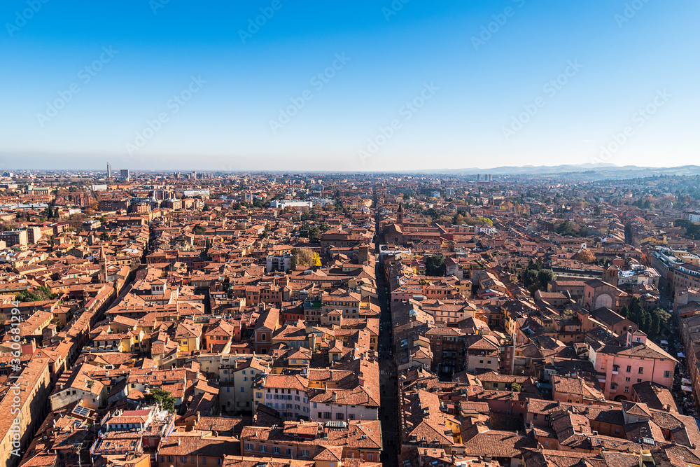 Bologna cityscape seen of 'Torre degli asinelli’ in a beautfull day.