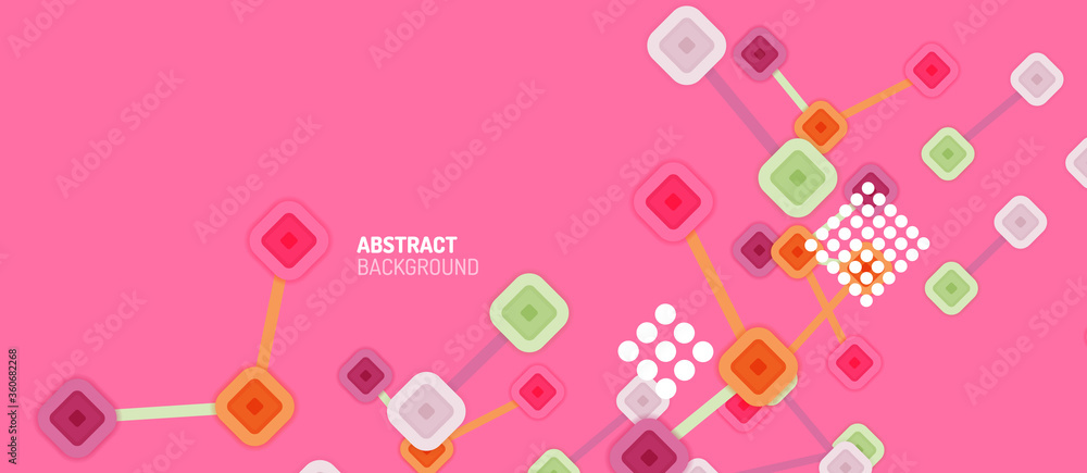 Abstract square dot connections, flat style multicolored geometric background for Wallpaper, Banner, Background, Card, Book Illustration, landing page or poster design