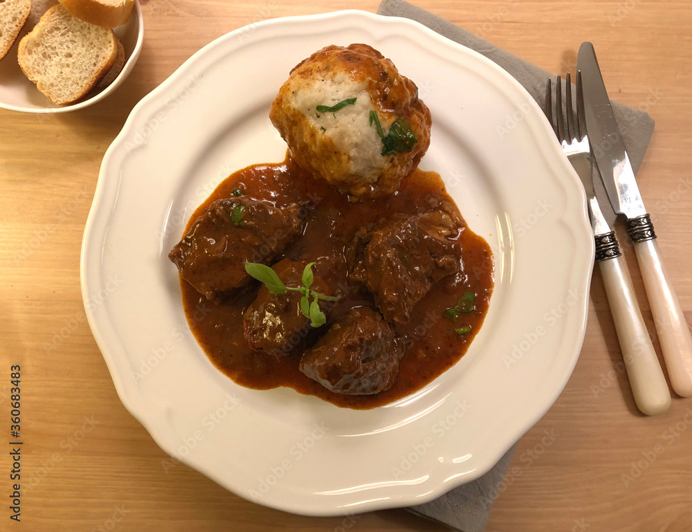 Classic Beef goulash with bread dumpling. Classic Beef goulash with bread dumpling.