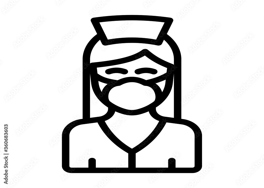 Nurse Icon - Vector Medical Assistant with Stethoscope and Cap for Health Care Services in Glyph Pictogram illustration Nurse Icon - Vector Medical Assistant with Stethoscope and Cap for Health Care Services in Glyph Pictogram illustration