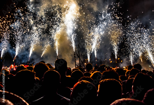 Vilafranca del Penedes, Spain - September 2, 2018: Traditional festival in Vilafranca del Penedes