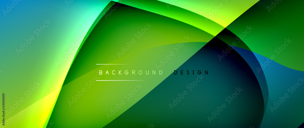 Fluid gradient waves with shadow lines and glowing light effect, modern flowing motion abstract background for cover, placards, poster, banner or flyer