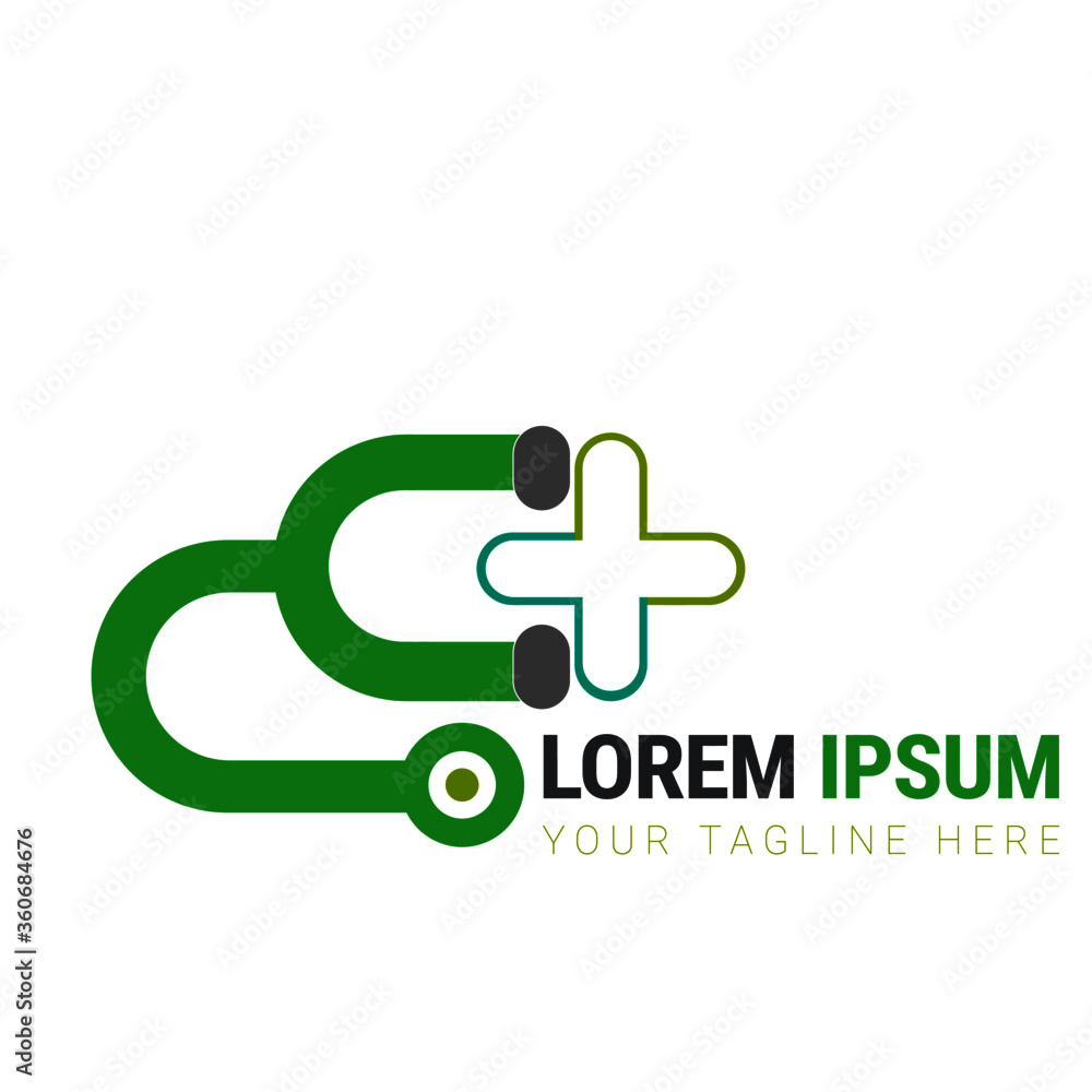 green medical logo illustration design for medical and health care pharmacy green doctor plus logo symbols with plus icon pure medical care sign vector design.