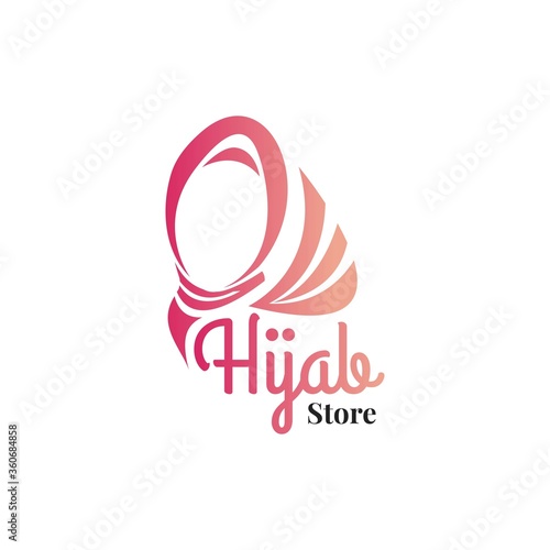 HIjab logo template. Flat style vector logo for muslim woman wear fashion store. Muslim girl veil shop logo design.