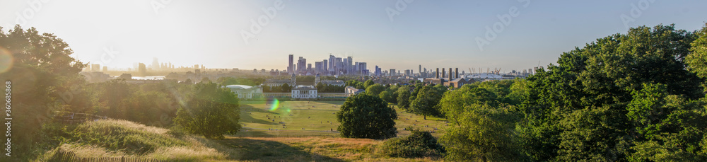 London cityscape panoramic view from Greenwich