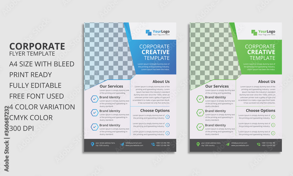 Modern Blue And Green Color Corporate Flyer Design Template