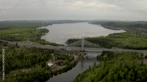 Nipigon River Bridge Overlooking Mission Bay During Cloudy Day photo