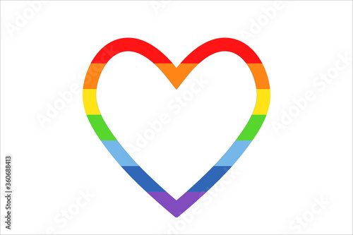 Lgbt pride month poster with rainbow heart symbol on white background, stock vector illustration