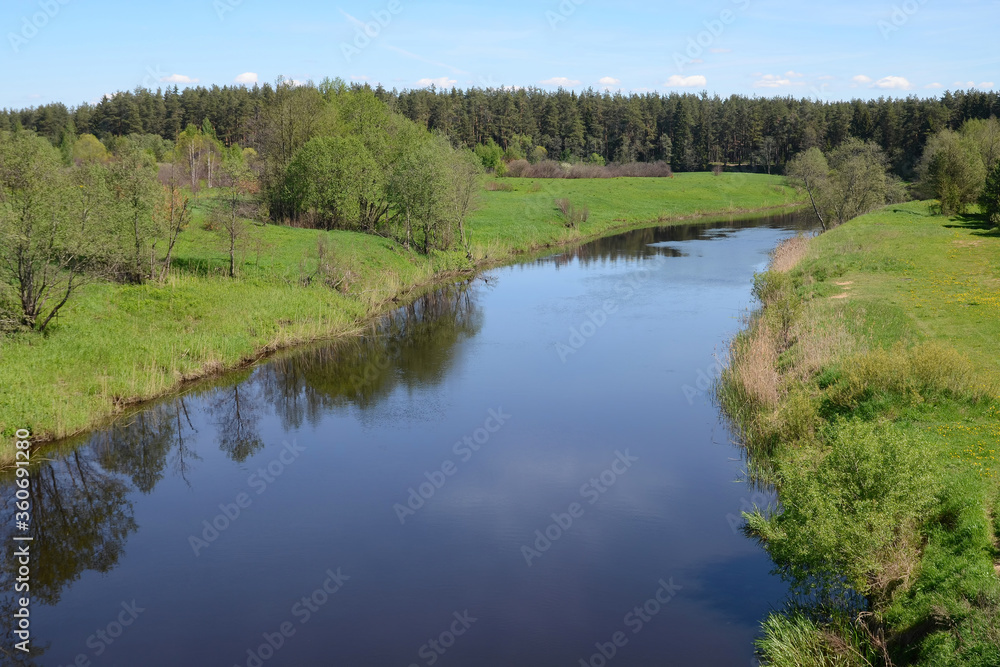 Typical landscape of Central Russia. View of Nerl river in surroundings of Luki village. Tver Oblast, Russia. Typical landscape of Central Russia. View of Nerl river in surroundings of Luki village. Tver Oblast, Russia.