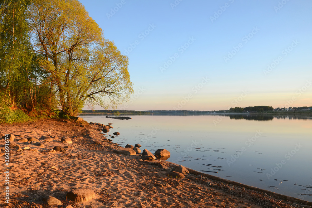 Sunset above Volga river. Surroundings of Myshkin, Yaroslavl Oblast, Russia. Sunset above Volga river. Surroundings of Myshkin, Yaroslavl Oblast, Russia.
