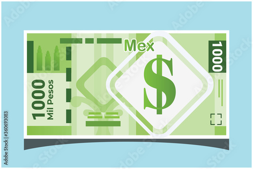 1000 Mexican Peso Banknotes Paper Money Vector Icon Logo Illustration and Design. Mexico Business, Payment and Finance Element. EPS 10 Vector illustration. Can be Used for Web, Mobile, Print
