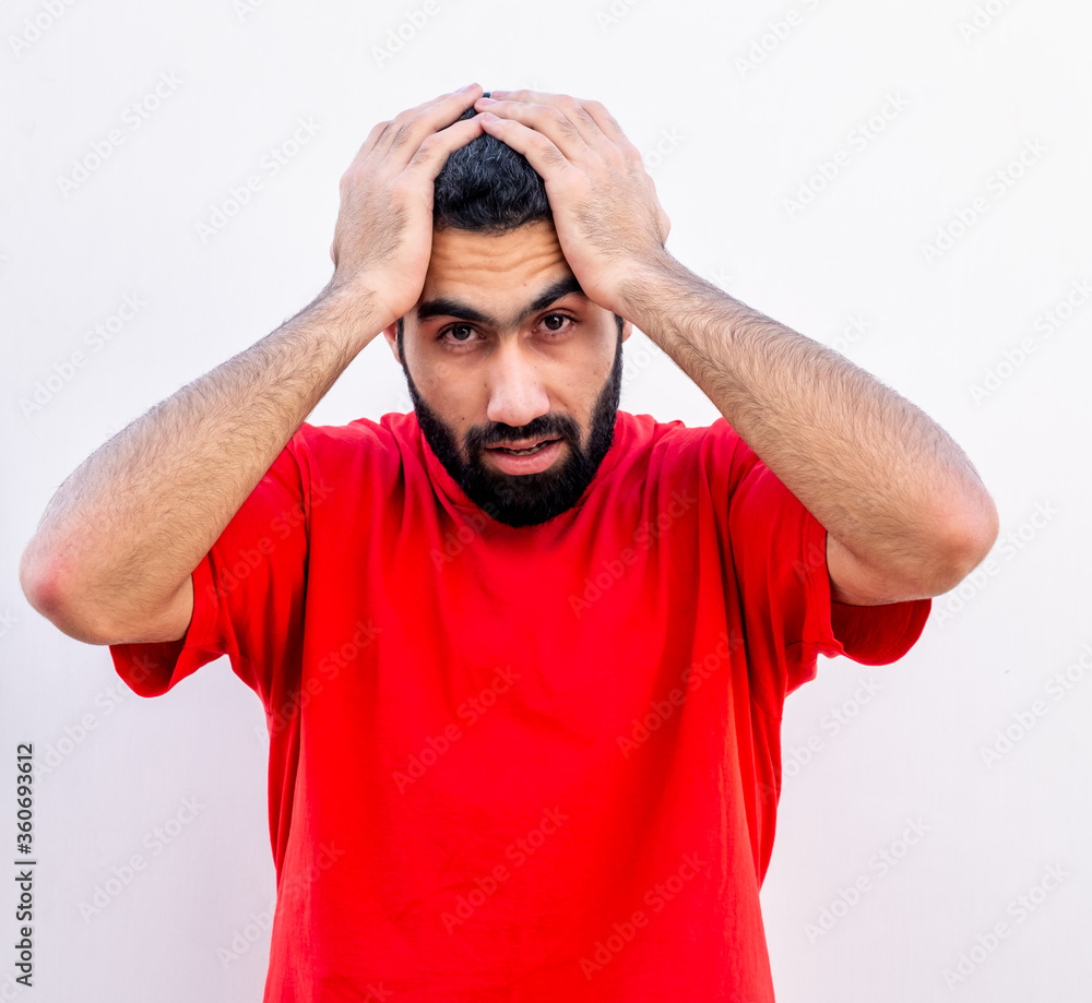 Fototapeta premium Guy feeling shocked and surprised by some news