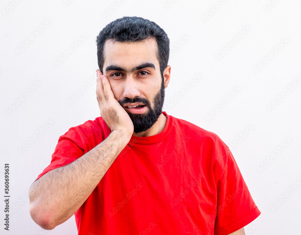 Guy feeling shocked and surprised by some news Guy feeling shocked and surprised by some news
