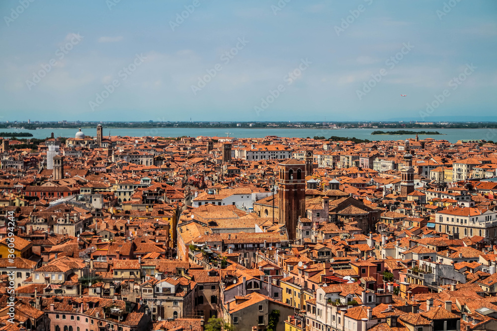 Venice, Italy. Aerial view from bell tower of St Mark's.