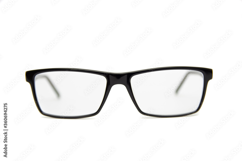 Black stylish glasses isolated on white background. Black stylish glasses isolated on white background.