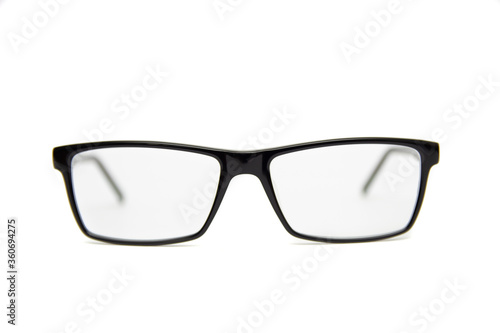 Black stylish glasses isolated on white background.