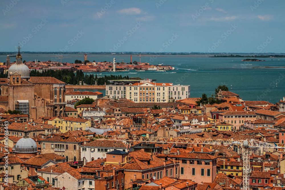 Venice, Italy. Aerial view from bell tower of St Mark's.