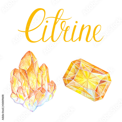Foto November birthstone Citrine isolated on white background