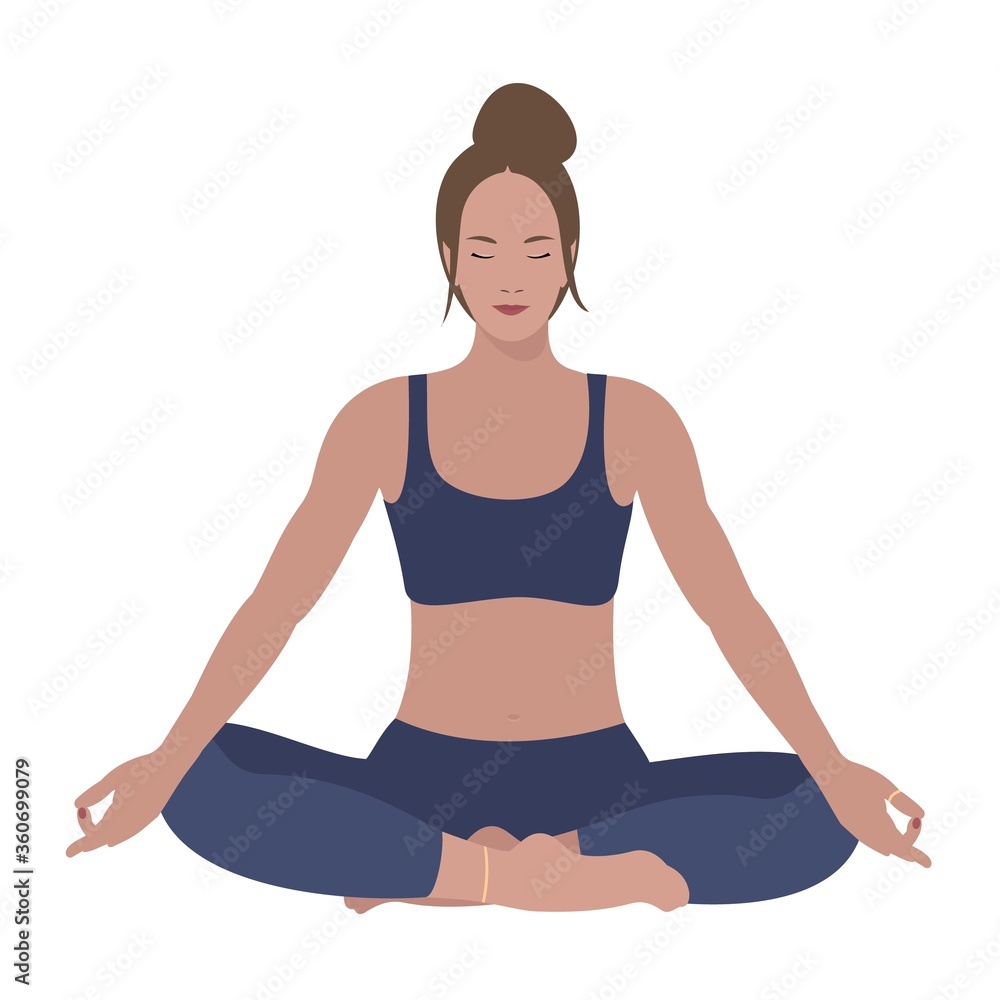 Fototapeta premium reathing techniques meditation yoga. Abdominal Breathing. Breath Awareness Exercise. Vector.