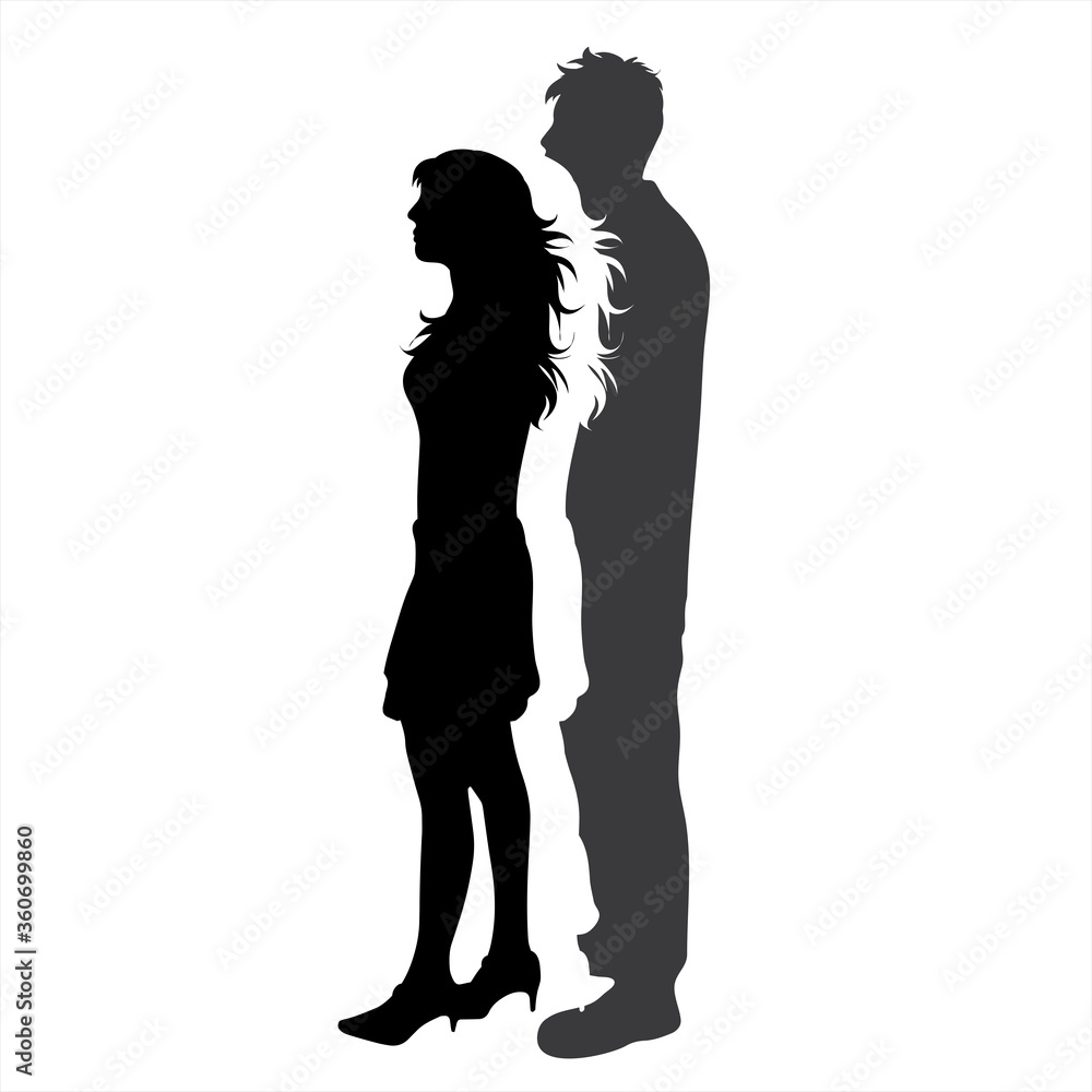 Vector silhouette of couple. Symbol of man and woman.