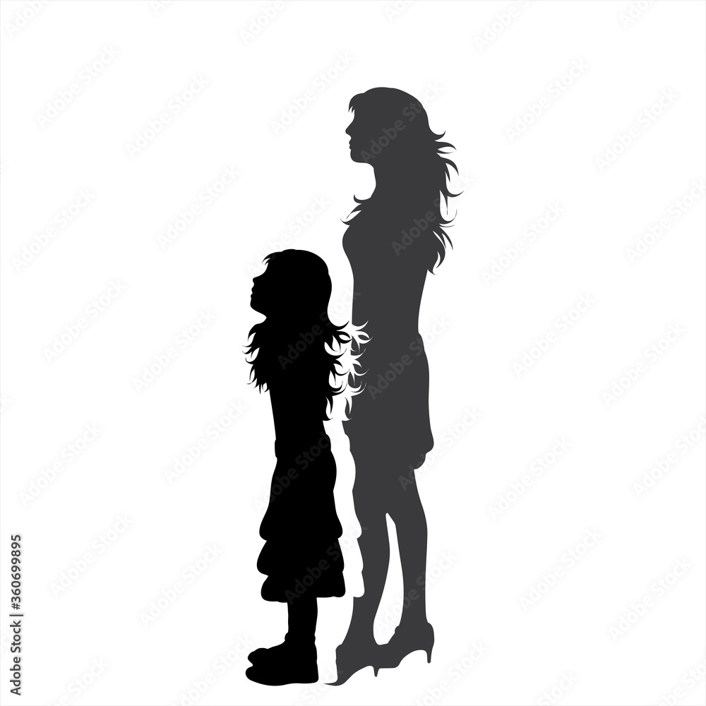 Vector silhouette of family. Symbol of mother and daughter. Vector silhouette of family. Symbol of mother and daughter.