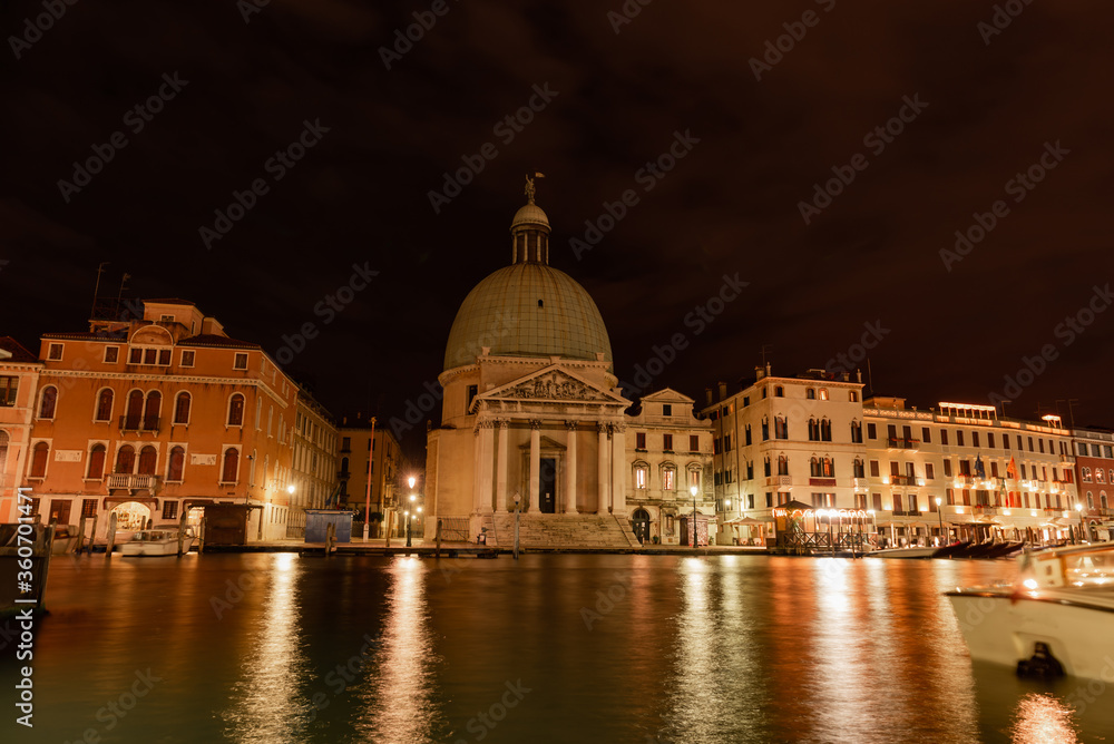 Venice canals, characteristic view of the island, at night,