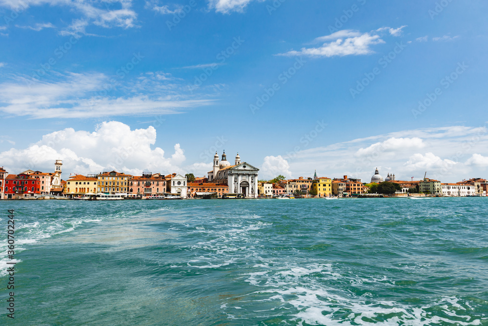Venice. Vacation in Italy. Panoramic view of Venice from the Grand Canal.